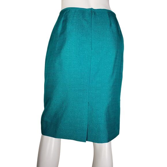 Vintage Suit Studio Size 4P Womens Pencil Skirt Green Lined Back Zippler Slit - Picture 2 of 6